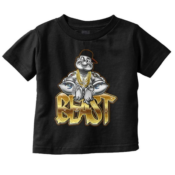 Urban Popeye Bling Beast Cartoon Toddler Boy Girl T Shirt Infant Toddler Brisco Brands 6M