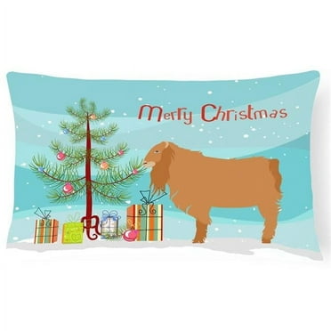 Carolines Treasures BB9252PW1216 Lamancha Goat Christmas Canvas Fabric Decorative Pillow, Teal, 12H x16W,