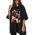 thumbnail image 4 of Plus Size Shirt for Women Black Tops for Women Oversized Short Sleeves Shirt for Women Cats T Shirt Crewneck Shirt for Women XL, 4 of 5