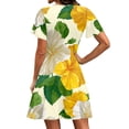 thumbnail image 5 of Sundresses for Women 2026 Hawaiian Floral Print V Neck Short Sleeve Elegant Classy Fashion Dress Casual Beach Outfits, 5 of 5