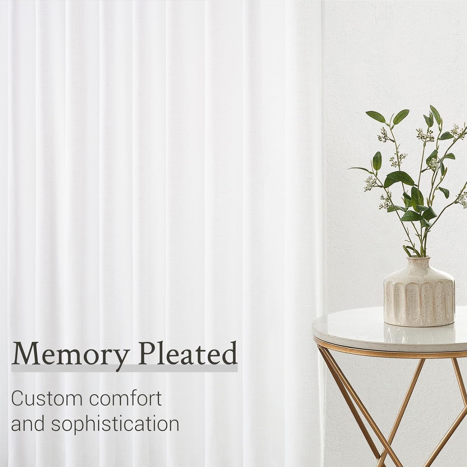 Pinch Pleated 92 Inch Curtains 2 Panels for Living Room Cream Linen Curtains 92 Inches Long Pinch Pleat Drapes for Track System Light Filtering Semi Sheer Curtains for Dining Bedroom Office