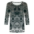 thumbnail image 4 of CYMMPU Loose Fit Tunic Tops Boho Blouses for Women Dressy Casual Summer Fashion Shirts Geometric Printed 3/4 Sleeve Round Neck Spring Tops Western T-Shirts Multicolor S, 4 of 5