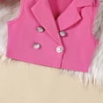 thumbnail image 4 of Baby and Toddler Girls Sets Two Piece Vest Top Collar Pleated Skirt Kids Outdoor Clothes,Hot Pink,Size 4 -5 Years, 4 of 9