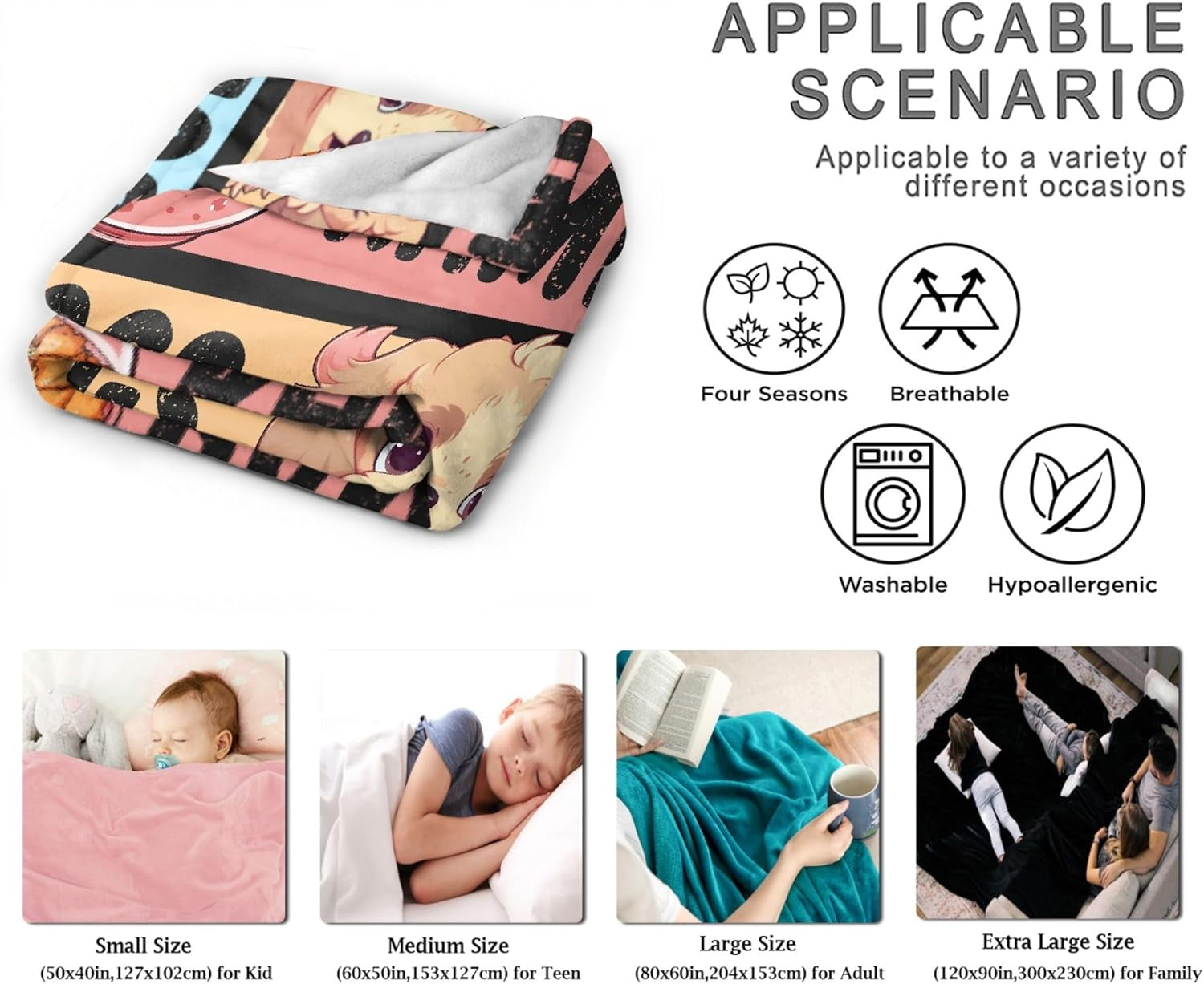Anime Blanket Gifts for Girls, Kawaii Anime Decor for Women, Luxurious Warm and Cozy Flannel Blanket - L 60X80 Inch Most People''s Choice
