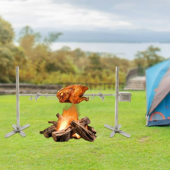 Miumaeov 53'' Roaster Stand Rotisserie Chicken Pig Lamb Roast Electric Camping Picnic BBQ Outdoor Grill Tool