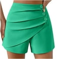 thumbnail image 1 of AherBiu Business Casual Shorts for Women High Waisted Ruched A-Line Wide Leg Summer Loose Work Shorts, 1 of 4