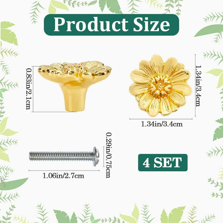 gold flower dresser knobs Clover Brass Cabinet Knobs, Flower Dresser Decor – QubicHomeware