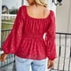 thumbnail image 4 of Camiseta con dobladillo suelto, camiseta de manga larga con farol para mujer, camiseta informal de manga larga, resultados impresionantes, 4 of 6