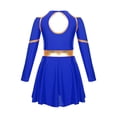 thumbnail image 2 of Mufeng Robe de Cheerleader d'Halloween pour Filles Manches Longues Épaules Dénudées Robe de Danse Bleu Royal 12, 2 of 7