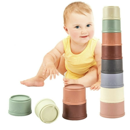 Baby Stacking Cups Pastel Modern Building Toys Set - Baby Kids Educational Toys