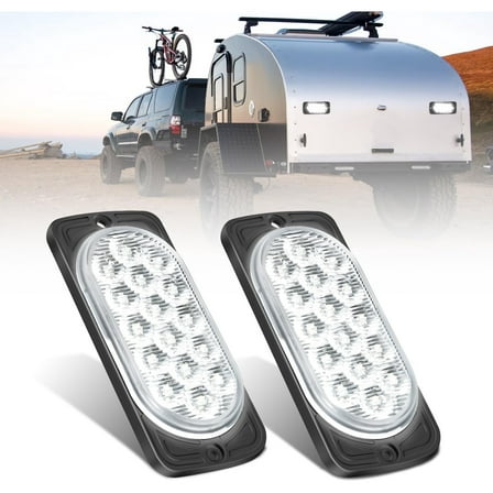 4.4 Inch Aluminum Housing Tail Light 2 PCS 16 LED White Back Up Reverse Marker Lights Surface Mount IP67 Waterproof for 10-30V RV Camper Trailer Truck Bus Boat