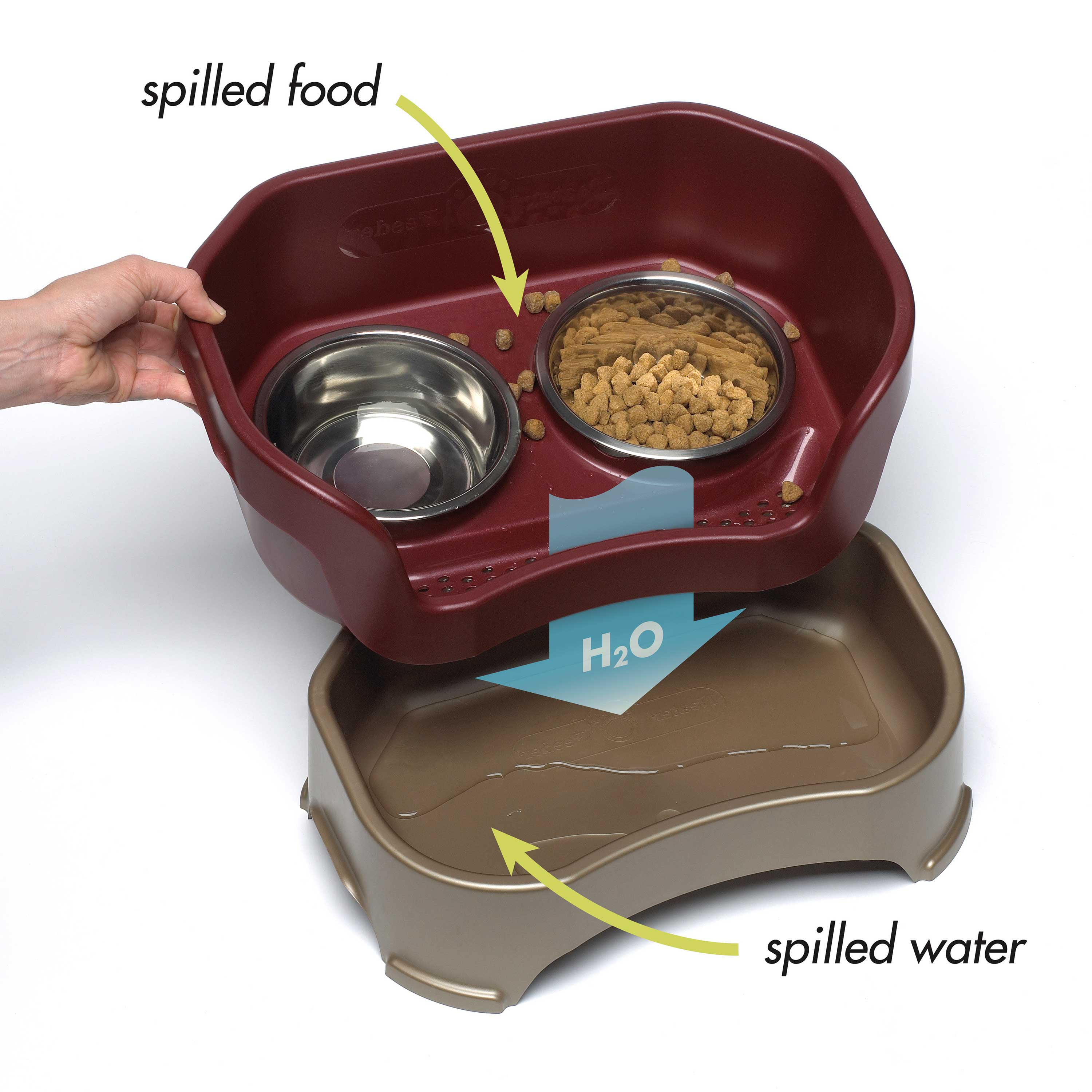 Neater Pets Neater Feeder Deluxe With Leg Extensions Mess-Proof Elevated Food & Water Bowls for Small Dogs, Dark Blue