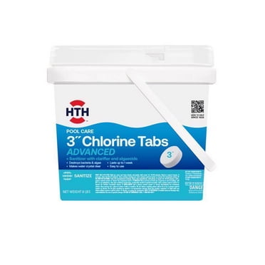 HTH 3" Chlorine Tablet Pool Sanitizer, Advanced Chlorinating Chemicals, 8 lb, 84% Chlorine