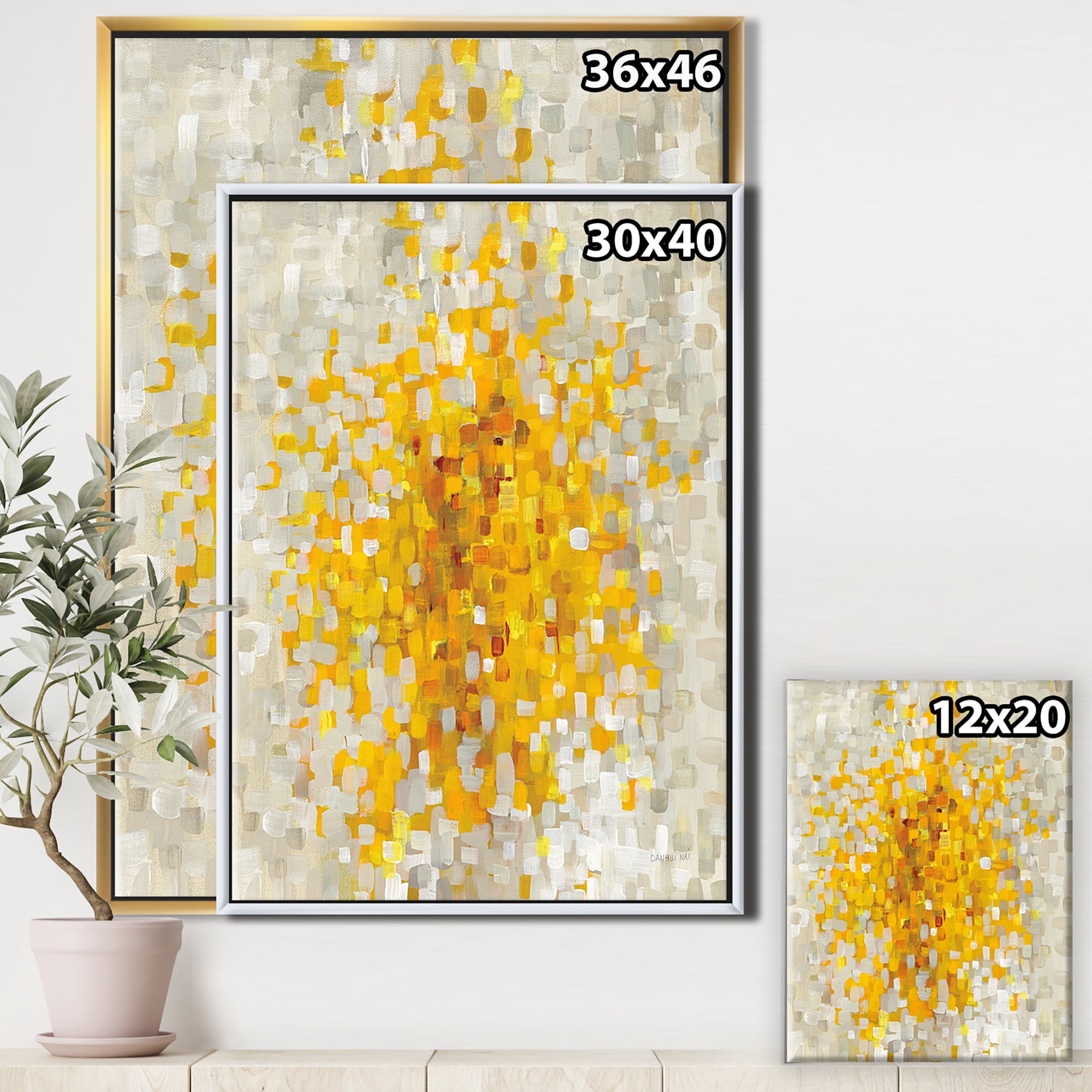 Designart ' Glam Yellow Explosion Blocks ' Modern & Transitional Framed Canvas