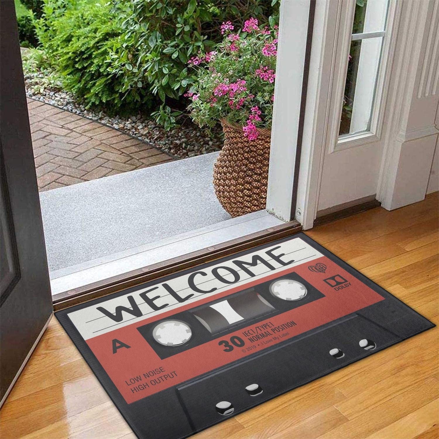 Retro Music Tapes Doormat Non-Slip Absorbent Resist Dirt Front Door Mat Machine Washable Welcome Mats Outdoor Inside Floor Rugs for Entryway 30" X 17"