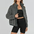 thumbnail image 2 of HAPIMO Fleece Thicken Cardigan for Women Casual Comfy Solid Jacket Girls Winter Fashion Tops Womens Pocket Lapel Collar Outwear Long Sleeve Dark Gray XL, 2 of 9