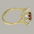 thumbnail image 4 of LBG British Made 18k Yellow Gold Natural Garnet & Cultured Pearl Womens Statement Ring - 33 size options - Size 4, 4 of 5