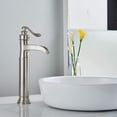 thumbnail image 2 of Brushed Nickel Single Handle Bathroom Sink Faucet Waterfall Vessel Mixer w/Drain, 2 of 8