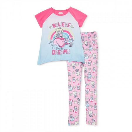 Super Mario Princess Peach Believe in Your Dreams Girl s Pajama Set Size 8