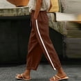 thumbnail image 5 of Hurxie Women Side Stripe Pants Y2k Elastic Waist Wide Leg Baggy Track Pant Lace Trim Parachute Pants with Pockets Coffee,3XL, 5 of 7