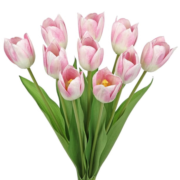 Tulipanes artificiales Arborus, 10 unidades, color rosa Real Touch