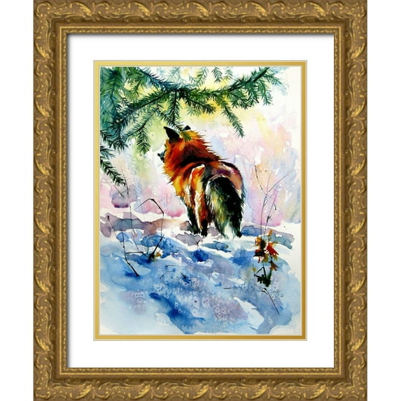 Kovacs, Anna Brigite 19x24 Gold Ornate Wood Framed with Double Matting Museum Art Print Titled - Red Fox