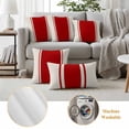 thumbnail image 6 of Red Vintage Outdoor Waterproof Pillow Covers, Geometric Stripes Simple Lines Decorative Rectangle Throw Pillowcase Sofa Cushion Sham for Patio/Couch/Chair, 20"x12" 2 Pack, 6 of 8