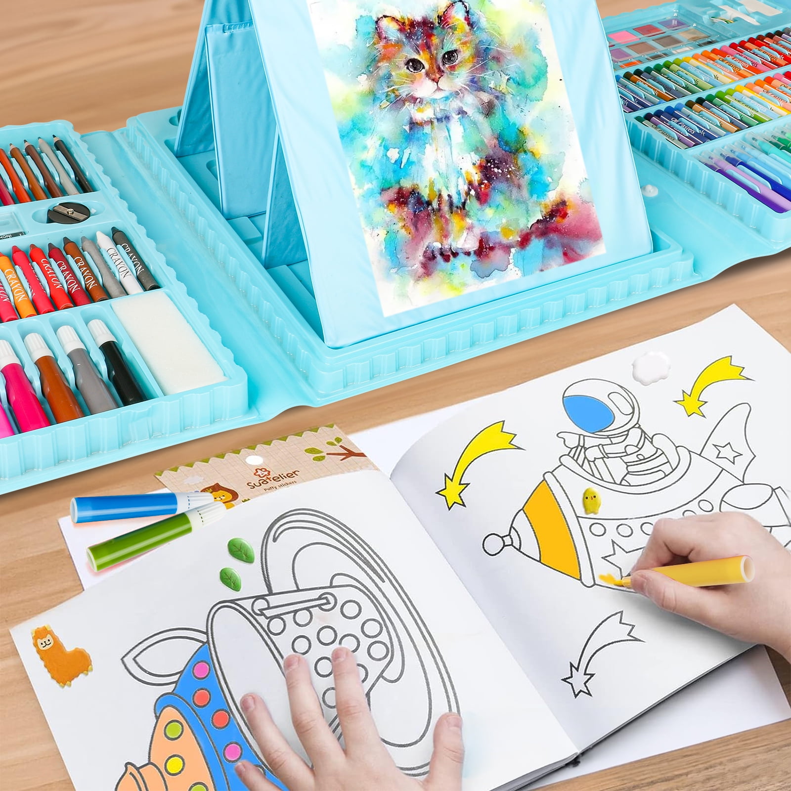 Hot Bee 208 Pcs Kids Art Set, Blue Color Set for Boys&Girls, School Art  Supplies Drawing Kit for kids 4-6, Arts & Crafts - School Art Beginners  Ideal