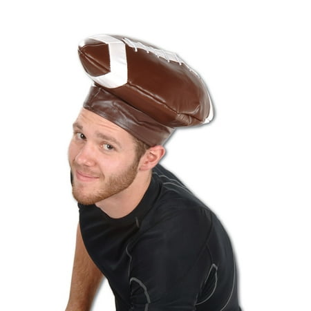 Pack of 6 Sports Themed Brown and White Vinyl Football Costume Party Hats