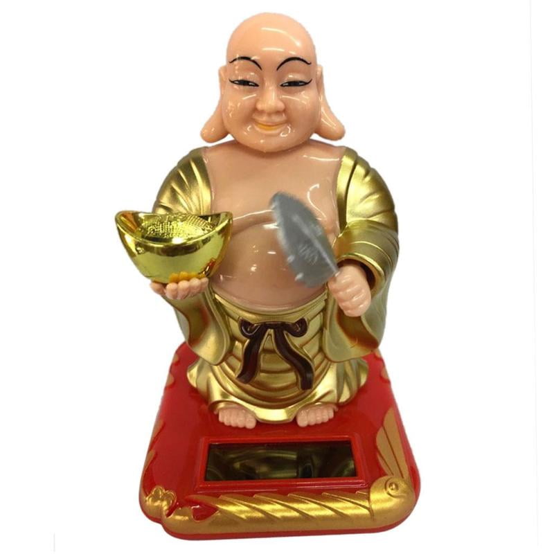 Solar Bobble Maitreya Buddha Doll Car Dashboard Home Office Ornament #4