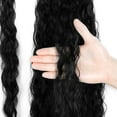 thumbnail image 5 of Long Ponytail Extensions for Women Curly Ponytail Hair Piece Synthetic 22 inch Curly Wrap Around Black Ponytail Corn Wave Ponytail Hairpiece Magic Paste Black Ponytail, 5 of 7