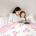 thumbnail image 5 of jejeloiu Cartoon Cute Bowtie Full Size Comforter Sets,Girl Pink Bowknot Bedding Sets For Teens Reversible 3pcs, 5 of 8
