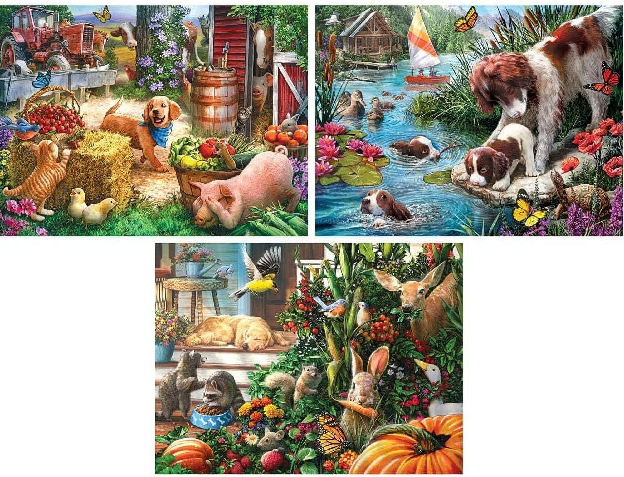 Bits And Pieces Set Of 3 300 Piece Jigsaw Puzzles For Adults Puppies By Larry Jones 18"X24"