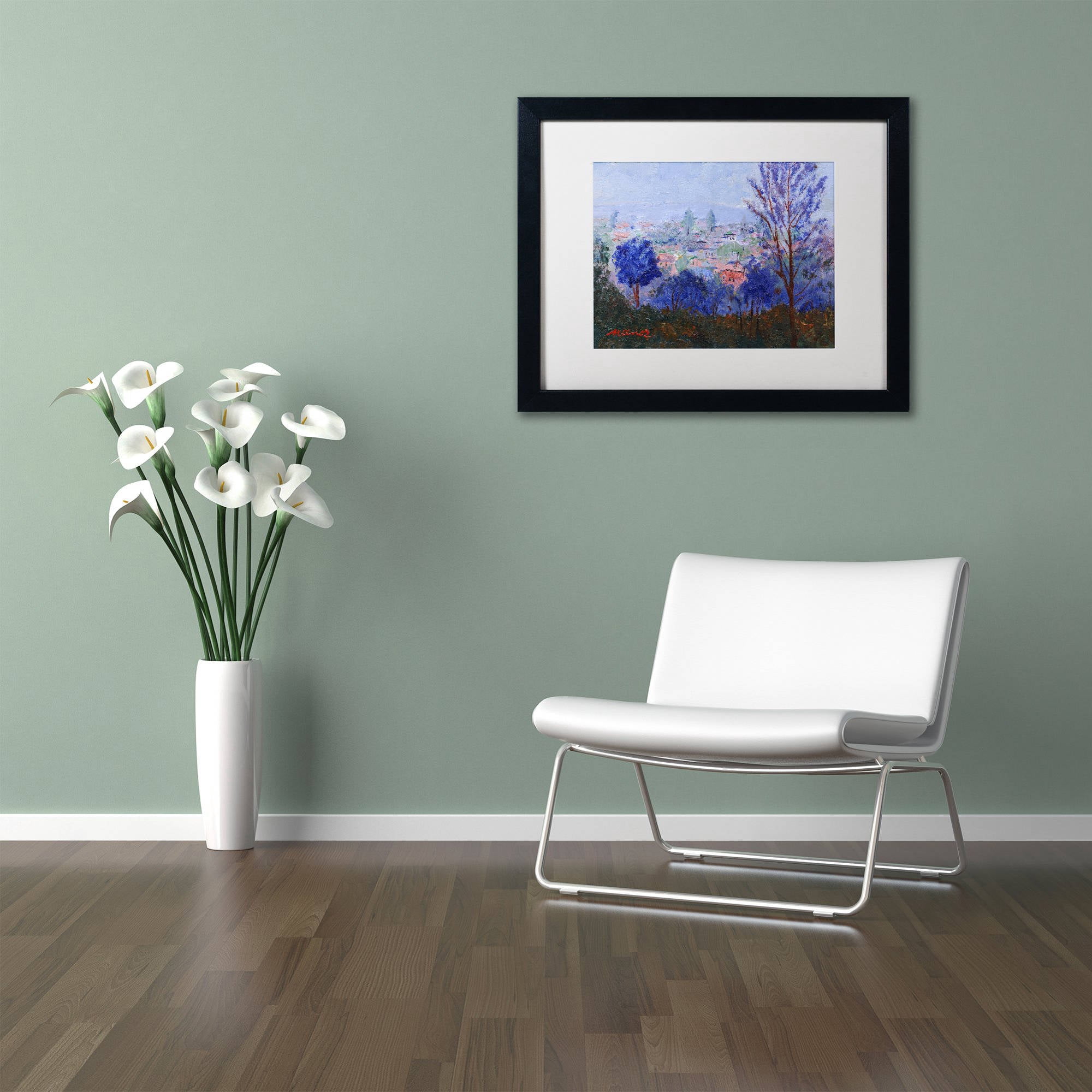 Trademark Fine Art "Mystic Town" Canvas Art by Manor Shadian White Matte, Black Frame