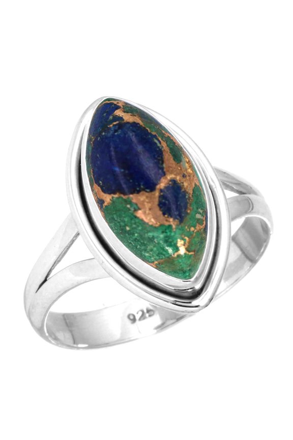 Natural Mohave Azurite Women Jewelry 925 Sterling Silver Ring
