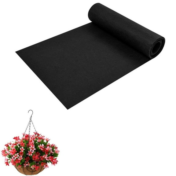 1 Roll Felt Liner Roll Fabric Planter Natural Coconut Non Woven Liner Sheets Plant Potting for Garden Planters Flower Basket Animal Pets(12x80 Inch, Black)