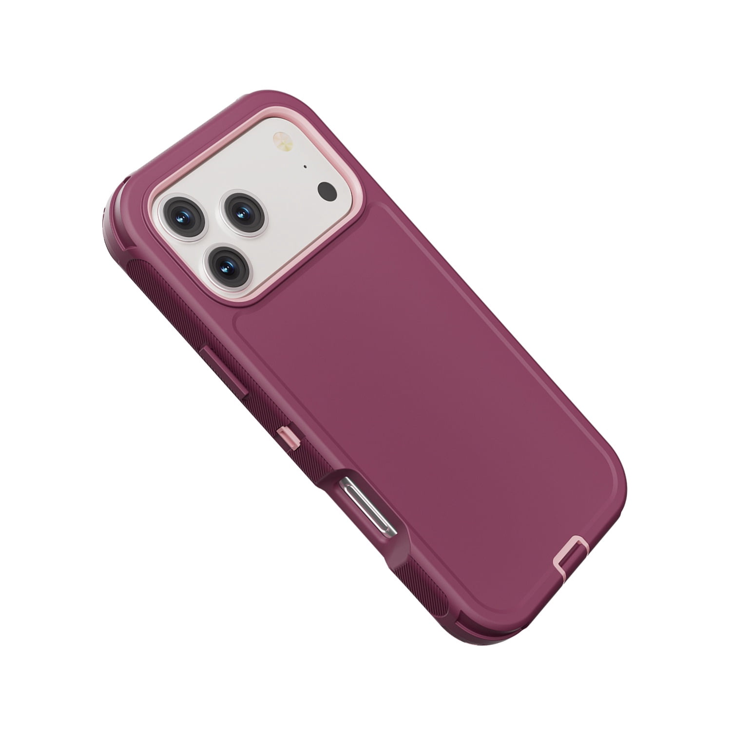 DualPro Shock-Resistant Case for iPhone 17 Pro Max - Burgundy & Light Pink