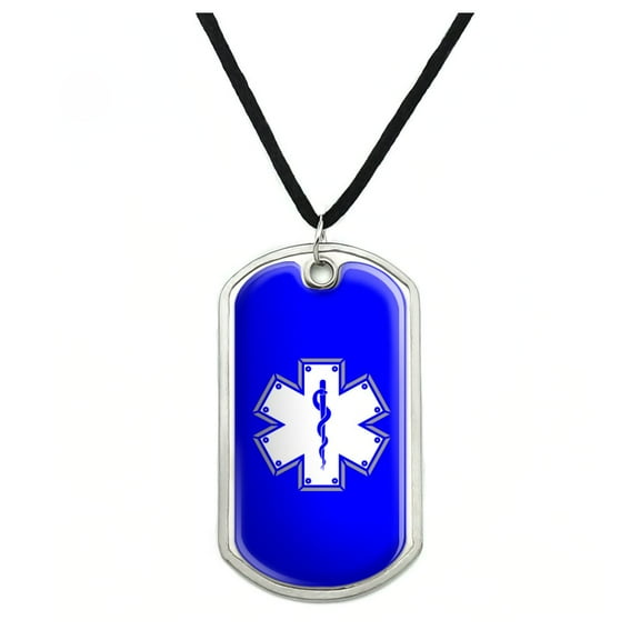 Star Of Life Medical Health EMT RN MD Military Dog Tag Pendant Necklace with Cord