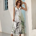 thumbnail image 5 of Bamboo Ink Painting Dress Summer Street Style Bohemia Long Dresses Female Sleeveless Printed Maxi Dress, 5 of 9