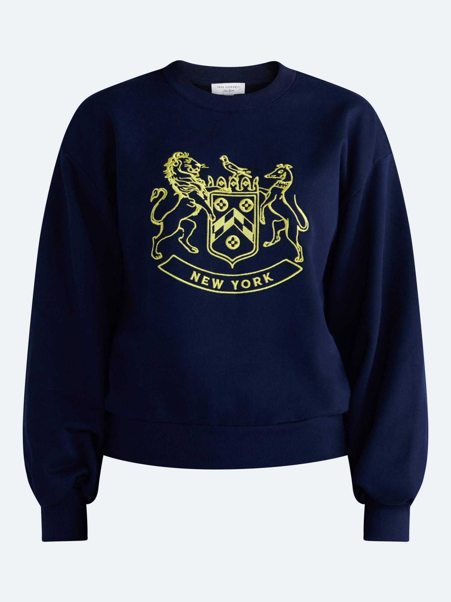 Free Assembly Women's Embroidered French Terry Sweatshirt, Sizes XXS-XL