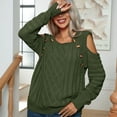 thumbnail image 5 of SWSMCLT Women's Long Sleeve Pullover Sweater Soft Fall Crewneck Knitwear Top Knitted Cold Shoulder Holiday Sexy Casual Army Green Medium, 5 of 5