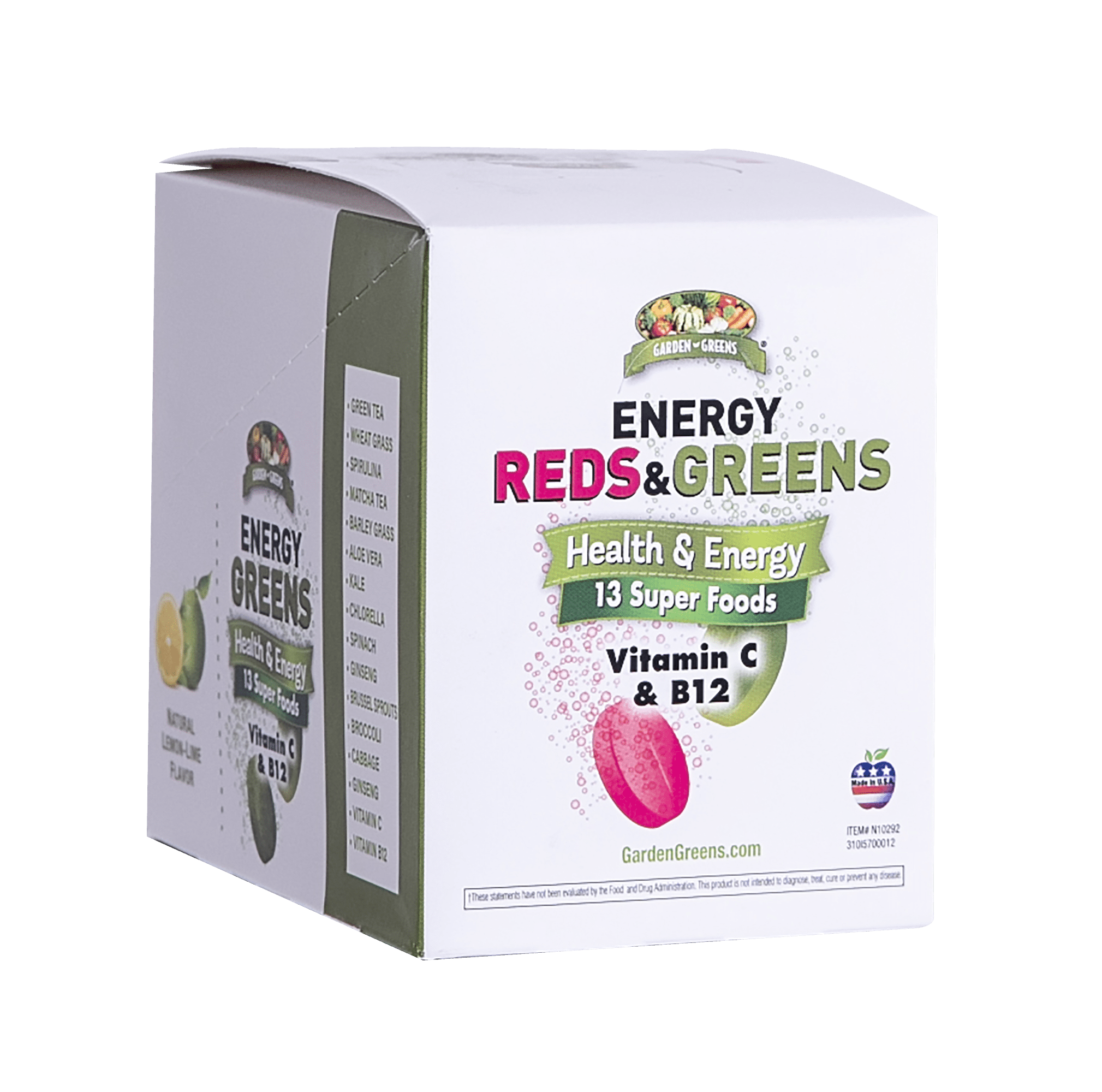 Energy Reds & Greens Superfood Effervescent Tablets, 13 Super Foods and