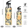 thumbnail image 2 of Water Bottles 20oz Straw Lid Wide Mouth Stainless Steel for School Sport Travel Yellow Elegant Flower, 2 of 9