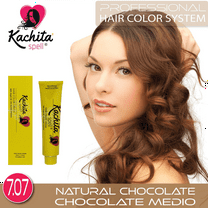 Permanent Hair Dye Natural Chocolate 7.07 Kachita Spell 3.52 oz 100 mL Professional Hair Color Cream with Keratin and Argan Oil, 100% Gray Coverage