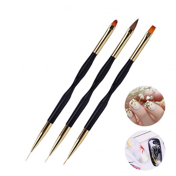 ACDANC Double Head Nail Brush Tool for Nail Art with Metal Color Suitable for Professional and Personal Use