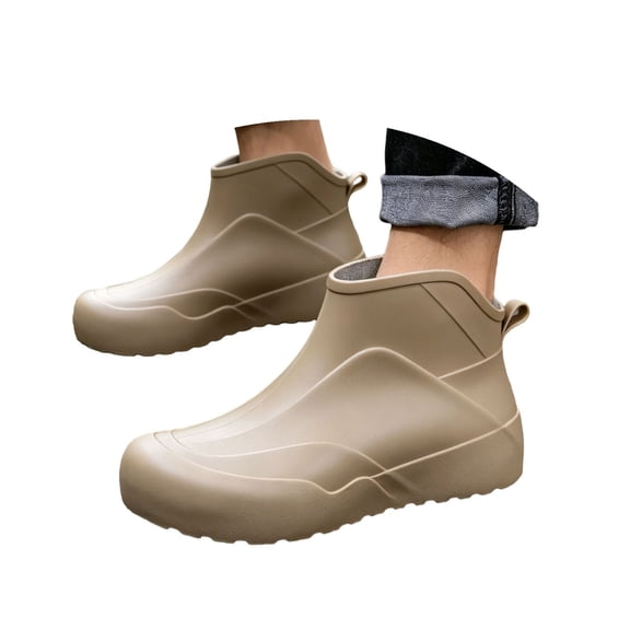 Men's Deck Boots, Waterproof Ankle Rain Boots with Anti- Traction