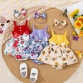 thumbnail image 2 of TOWED22 Newborn Baby Girl Clothes Summer Smocked Romper Short Sleeve Jumpsuit and Headband Outfit Cute Infant Clothing 6Pcs(Red,3-6 M), 2 of 7