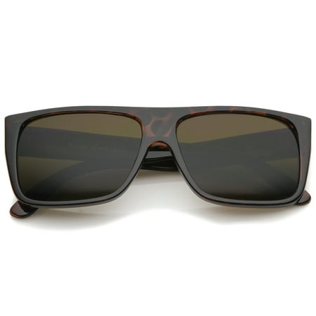 sunglassla - old school rapper flat top rectangle sunglasses for men 57mm (tortoise/brown)