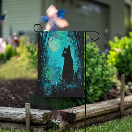 Birthday Party Garden Flags Outdoor Patio Decoration Flags 12x18in Magic Black Cat