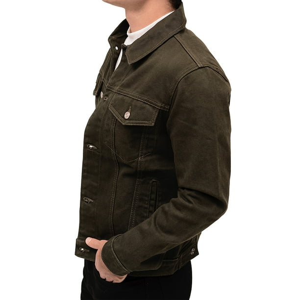 Chamarra mezclilla verde militar hotsell
